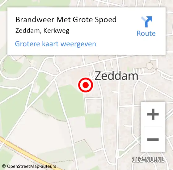 Locatie op kaart van de 112 melding: Brandweer Met Grote Spoed Naar Zeddam, Kerkweg op 7 maart 2024 12:29