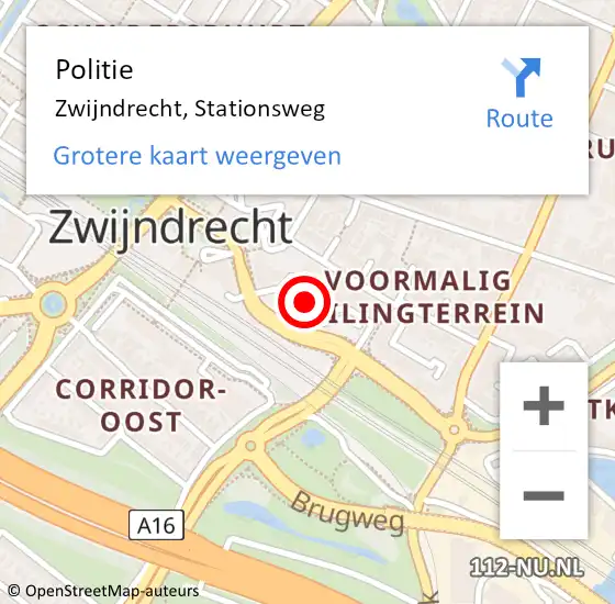Locatie op kaart van de 112 melding: Politie Zwijndrecht, Stationsweg op 7 maart 2024 12:48