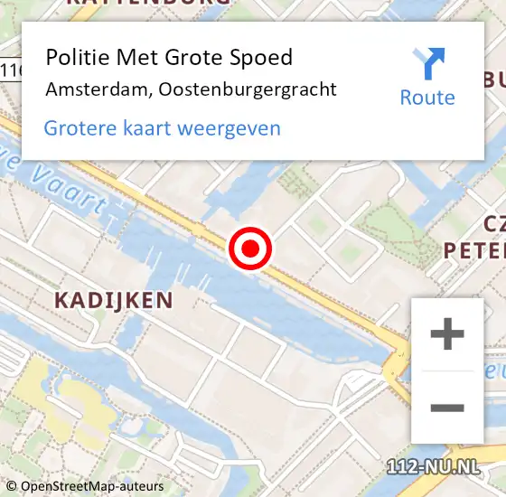 Locatie op kaart van de 112 melding: Politie Met Grote Spoed Naar Amsterdam, Oostenburgergracht op 7 maart 2024 13:00