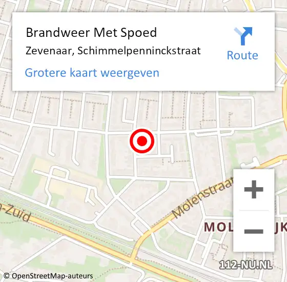 Locatie op kaart van de 112 melding: Brandweer Met Spoed Naar Zevenaar, Schimmelpenninckstraat op 7 maart 2024 13:45