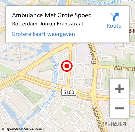 Locatie op kaart van de 112 melding: Ambulance Met Grote Spoed Naar Rotterdam, Jonker Fransstraat op 7 maart 2024 14:00