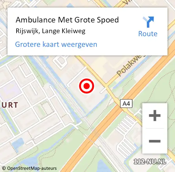 Locatie op kaart van de 112 melding: Ambulance Met Grote Spoed Naar Rijswijk, Lange Kleiweg op 7 maart 2024 14:08