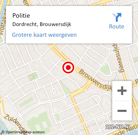 Locatie op kaart van de 112 melding: Politie Dordrecht, Brouwersdijk op 7 maart 2024 14:21