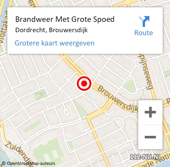 Locatie op kaart van de 112 melding: Brandweer Met Grote Spoed Naar Dordrecht, Brouwersdijk op 7 maart 2024 14:22