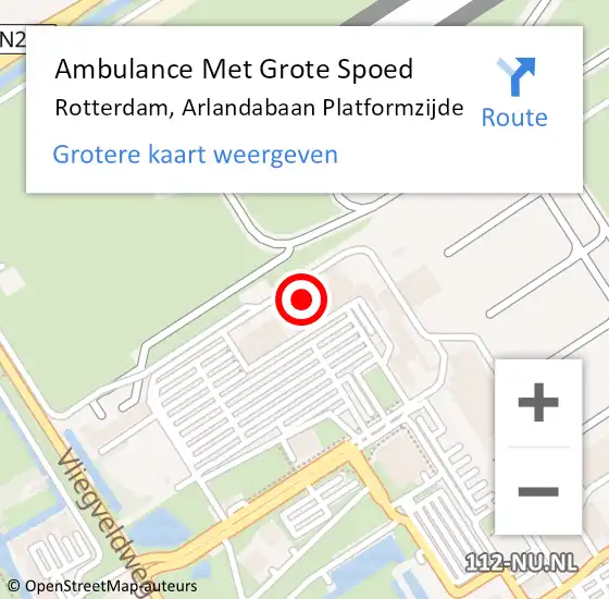 Locatie op kaart van de 112 melding: Ambulance Met Grote Spoed Naar Rotterdam, Arlandabaan Platformzijde op 7 maart 2024 15:12