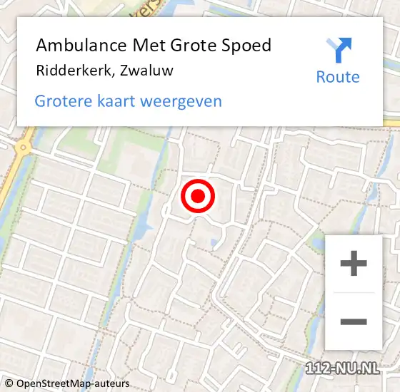 Locatie op kaart van de 112 melding: Ambulance Met Grote Spoed Naar Ridderkerk, Zwaluw op 7 maart 2024 15:46