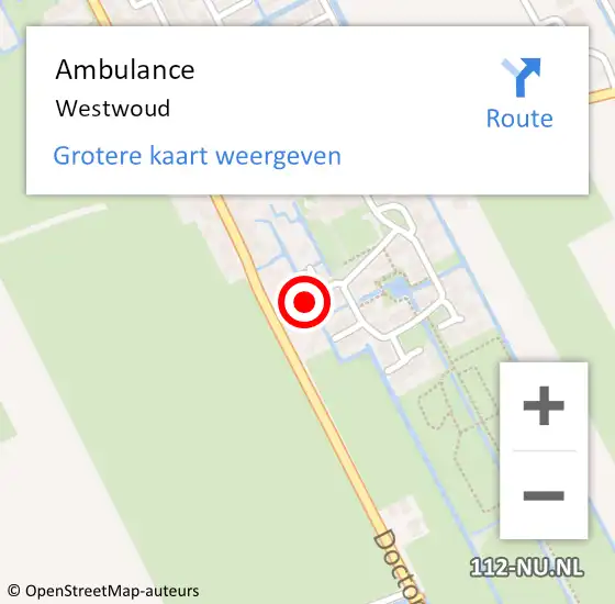 Locatie op kaart van de 112 melding: Ambulance Westwoud op 7 maart 2024 16:39