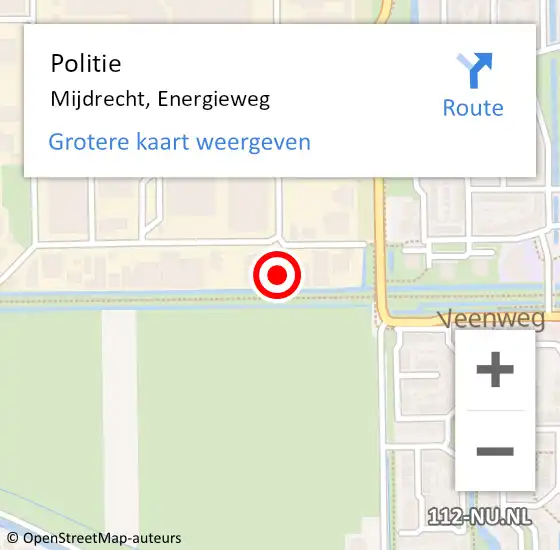 Locatie op kaart van de 112 melding: Politie Mijdrecht, Energieweg op 7 maart 2024 16:42