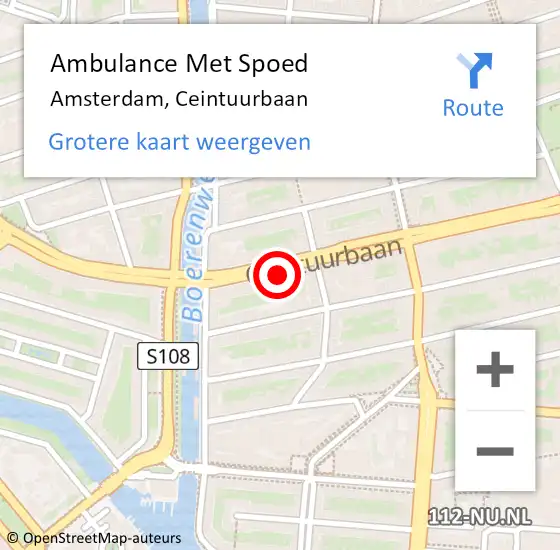 Locatie op kaart van de 112 melding: Ambulance Met Spoed Naar Amsterdam, Ceintuurbaan op 7 maart 2024 16:55