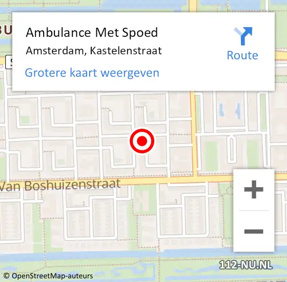 Locatie op kaart van de 112 melding: Ambulance Met Spoed Naar Amsterdam, Kastelenstraat op 7 maart 2024 17:14