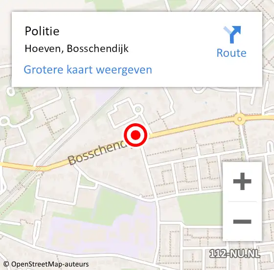 Locatie op kaart van de 112 melding: Politie Hoeven, Bosschendijk op 7 maart 2024 17:30