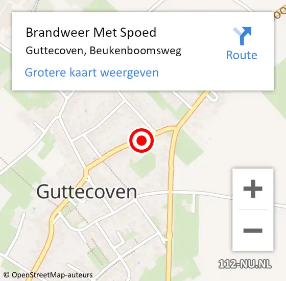 Locatie op kaart van de 112 melding: Brandweer Met Spoed Naar Guttecoven, Beukenboomsweg op 7 maart 2024 17:43