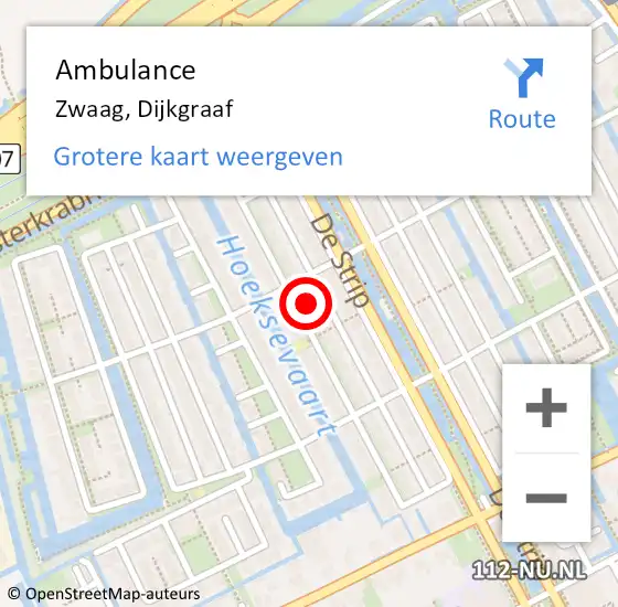 Locatie op kaart van de 112 melding: Ambulance Zwaag, Dijkgraaf op 7 maart 2024 17:44