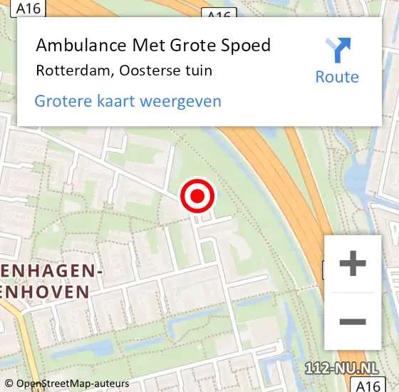 Locatie op kaart van de 112 melding: Ambulance Met Grote Spoed Naar Rotterdam, Oosterse tuin op 7 maart 2024 17:45