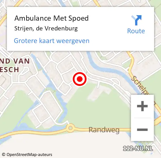 Locatie op kaart van de 112 melding: Ambulance Met Spoed Naar Strijen, de Vredenburg op 7 maart 2024 18:39