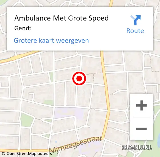 Locatie op kaart van de 112 melding: Ambulance Met Grote Spoed Naar Gendt op 7 maart 2024 18:43
