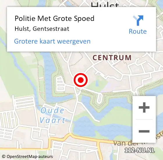 Locatie op kaart van de 112 melding: Politie Met Grote Spoed Naar Hulst, Gentsestraat op 7 maart 2024 19:10