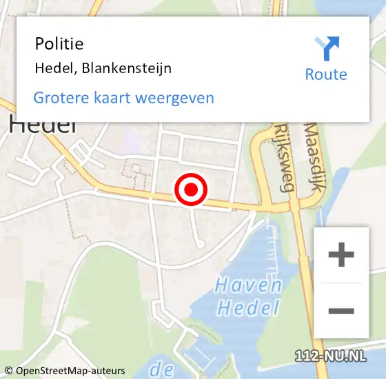 Locatie op kaart van de 112 melding: Politie Hedel, Blankensteijn op 7 maart 2024 19:14