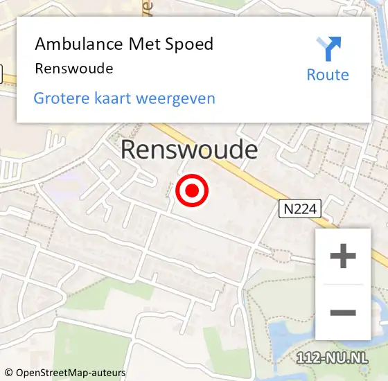 Locatie op kaart van de 112 melding: Ambulance Met Spoed Naar Renswoude op 7 maart 2024 19:47