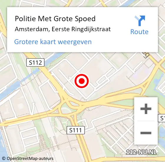 Locatie op kaart van de 112 melding: Politie Met Grote Spoed Naar Amsterdam, Eerste Ringdijkstraat op 7 maart 2024 19:55