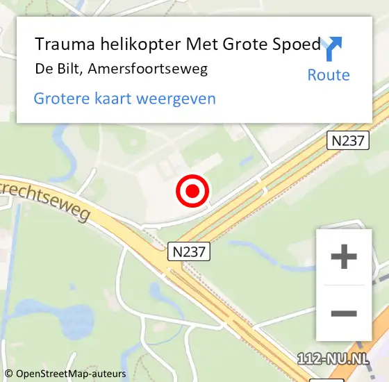 Locatie op kaart van de 112 melding: Trauma helikopter Met Grote Spoed Naar De Bilt, Amersfoortseweg op 7 maart 2024 20:00