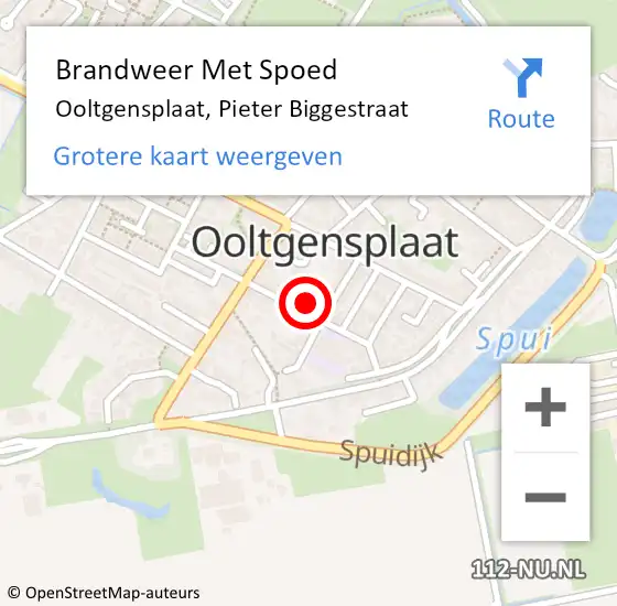 Locatie op kaart van de 112 melding: Brandweer Met Spoed Naar Ooltgensplaat, Pieter Biggestraat op 7 maart 2024 20:01