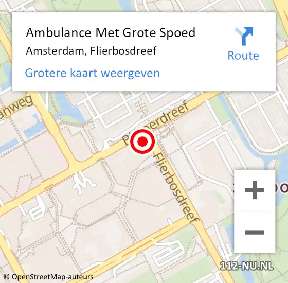 Locatie op kaart van de 112 melding: Ambulance Met Grote Spoed Naar Amsterdam, Flierbosdreef op 7 maart 2024 22:26