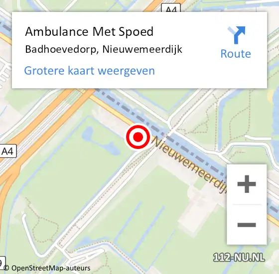 Locatie op kaart van de 112 melding: Ambulance Met Spoed Naar Badhoevedorp, Nieuwemeerdijk op 7 maart 2024 22:53