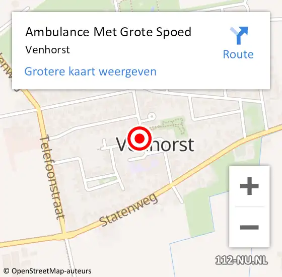 Locatie op kaart van de 112 melding: Ambulance Met Grote Spoed Naar Venhorst op 8 maart 2024 00:01
