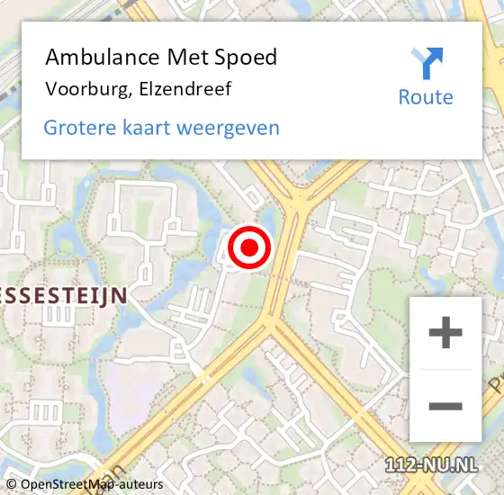 Locatie op kaart van de 112 melding: Ambulance Met Spoed Naar Voorburg, Elzendreef op 8 maart 2024 02:12