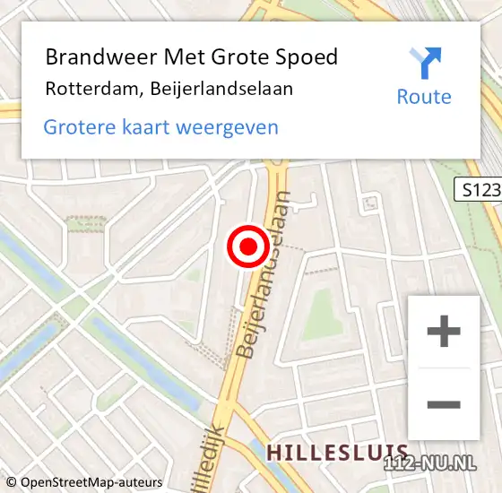 Locatie op kaart van de 112 melding: Brandweer Met Grote Spoed Naar Rotterdam, Beijerlandselaan op 8 maart 2024 02:46