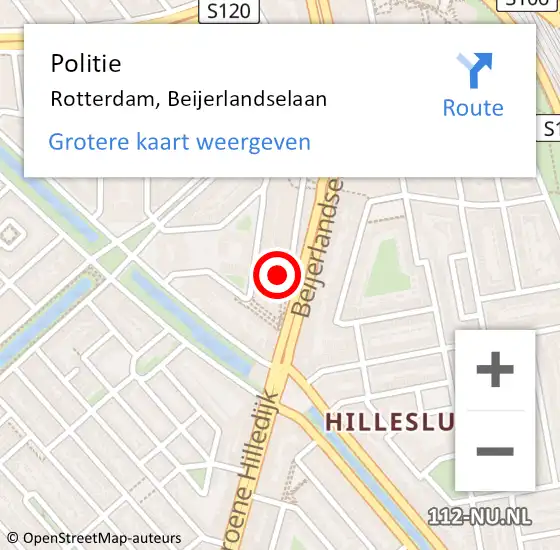 Locatie op kaart van de 112 melding: Politie Rotterdam, Beijerlandselaan op 8 maart 2024 03:03