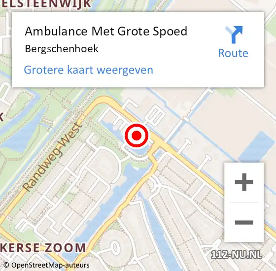 Locatie op kaart van de 112 melding: Ambulance Met Grote Spoed Naar Bergschenhoek op 8 maart 2024 04:10