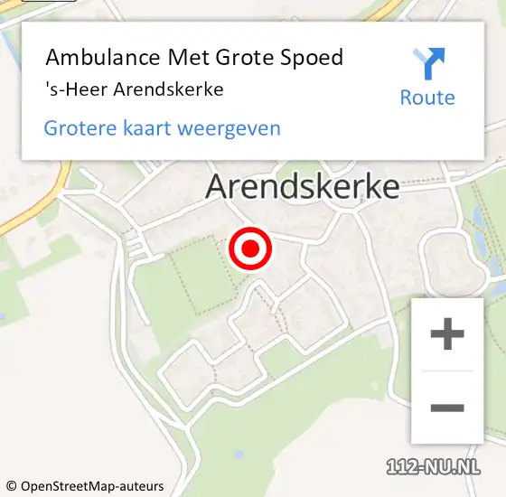 Locatie op kaart van de 112 melding: Ambulance Met Grote Spoed Naar 's-Heer Arendskerke op 8 maart 2024 06:00