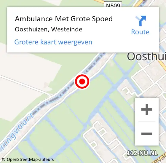 Locatie op kaart van de 112 melding: Ambulance Met Grote Spoed Naar Oosthuizen, Westeinde op 8 maart 2024 07:21
