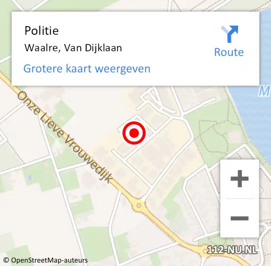 Locatie op kaart van de 112 melding: Politie Waalre, Van Dijklaan op 8 maart 2024 07:46