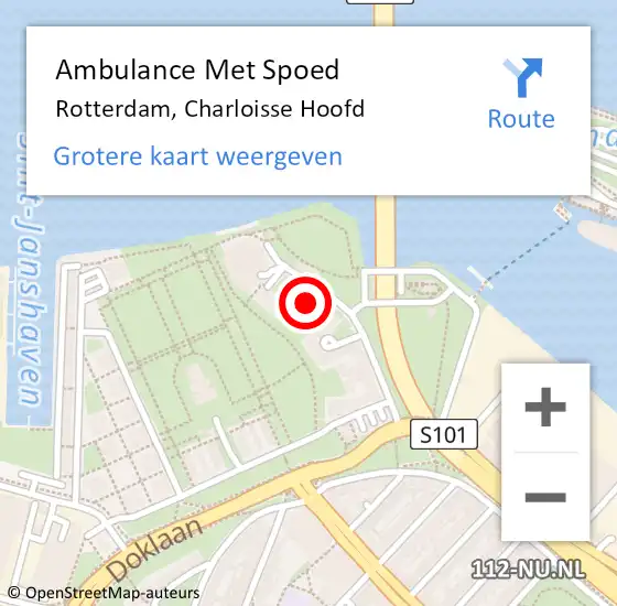 Locatie op kaart van de 112 melding: Ambulance Met Spoed Naar Rotterdam, Charloisse Hoofd op 8 maart 2024 07:49