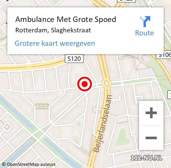 Locatie op kaart van de 112 melding: Ambulance Met Grote Spoed Naar Rotterdam, Slaghekstraat op 8 maart 2024 08:17
