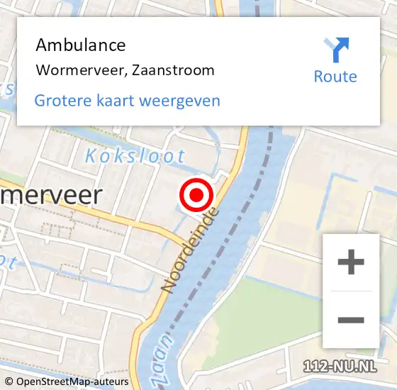 Locatie op kaart van de 112 melding: Ambulance Wormerveer, Zaanstroom op 8 maart 2024 08:39