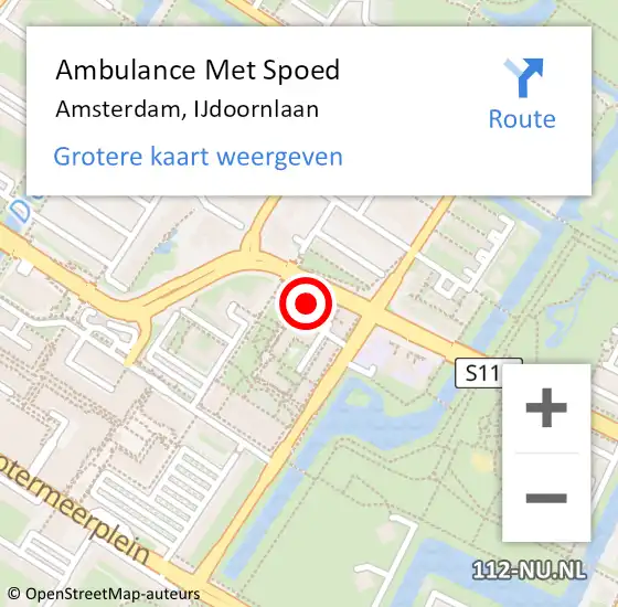 Locatie op kaart van de 112 melding: Ambulance Met Spoed Naar Amsterdam, IJdoornlaan op 8 maart 2024 08:44