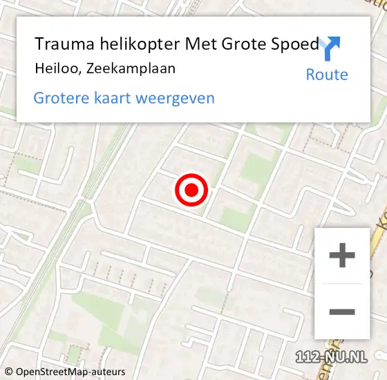 Locatie op kaart van de 112 melding: Trauma helikopter Met Grote Spoed Naar Heiloo, Zeekamplaan op 8 maart 2024 08:59