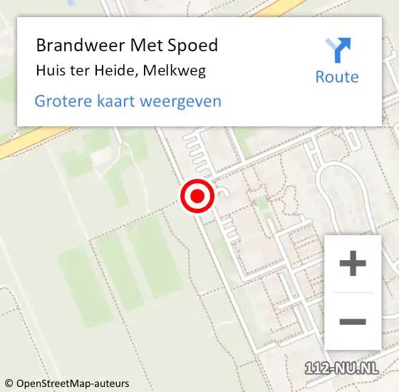 Locatie op kaart van de 112 melding: Brandweer Met Spoed Naar Huis ter Heide, Melkweg op 8 maart 2024 09:45