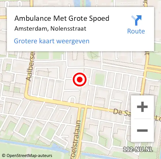Locatie op kaart van de 112 melding: Ambulance Met Grote Spoed Naar Amsterdam, Nolensstraat op 8 maart 2024 09:56