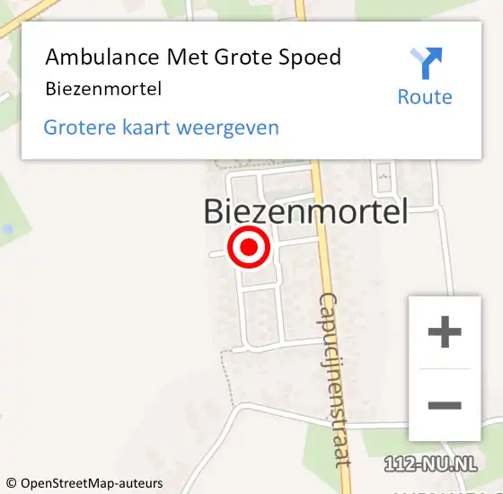 Locatie op kaart van de 112 melding: Ambulance Met Grote Spoed Naar Biezenmortel op 8 maart 2024 10:23