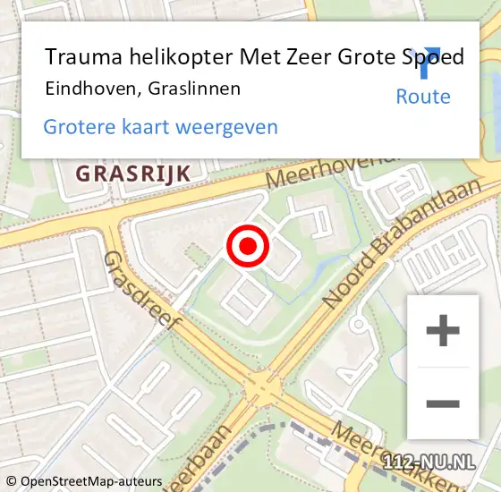 Locatie op kaart van de 112 melding: Trauma helikopter Met Zeer Grote Spoed Naar Eindhoven, Graslinnen op 8 maart 2024 10:50