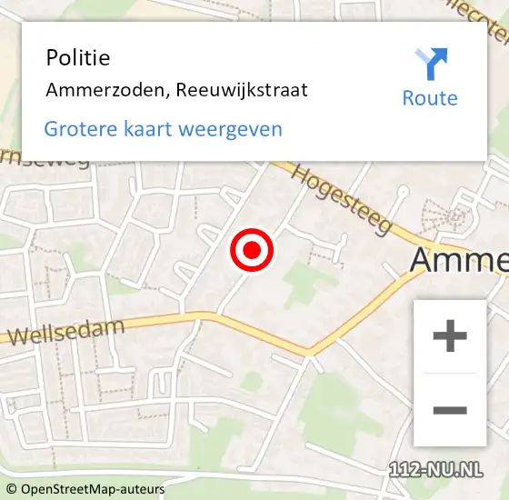 Locatie op kaart van de 112 melding: Politie Ammerzoden, Reeuwijkstraat op 8 maart 2024 11:13