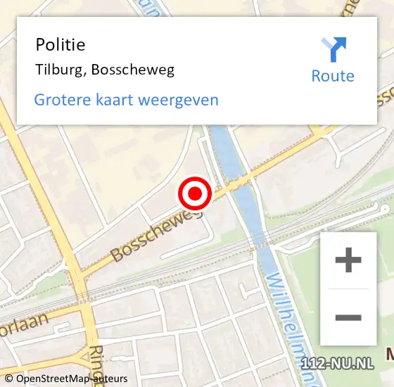 Locatie op kaart van de 112 melding: Politie Tilburg, Bosscheweg op 8 maart 2024 11:52