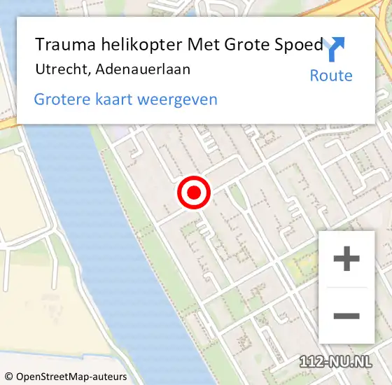 Locatie op kaart van de 112 melding: Trauma helikopter Met Grote Spoed Naar Utrecht, Adenauerlaan op 8 maart 2024 11:56