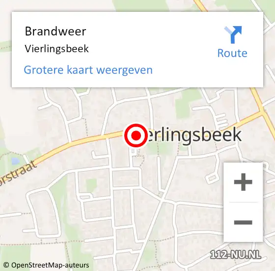 Locatie op kaart van de 112 melding: Brandweer Vierlingsbeek op 8 maart 2024 12:11