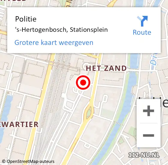 Locatie op kaart van de 112 melding: Politie 's-Hertogenbosch, Stationsplein op 8 maart 2024 12:16